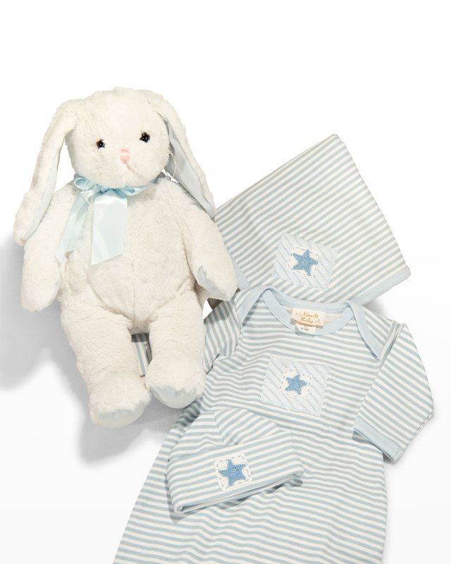Boy's Star is Born Striped Bodysuit Gift Set, Size Newborn